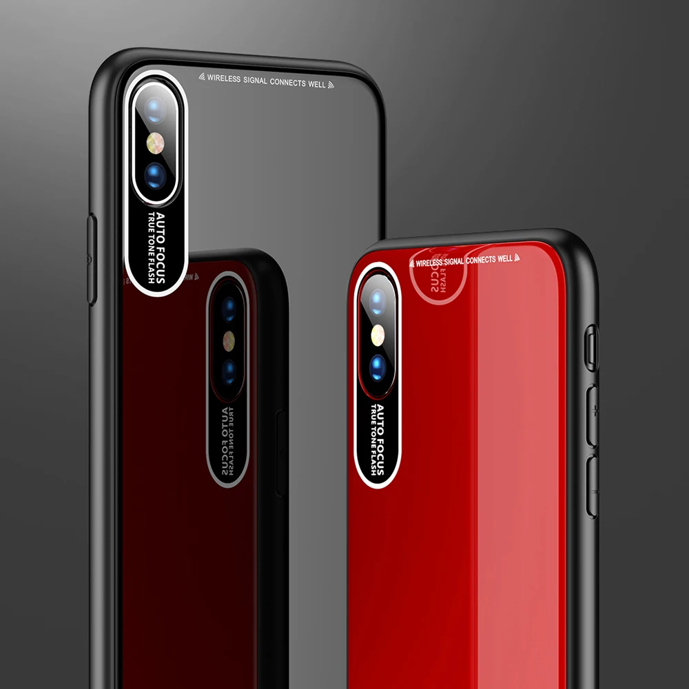 

Case For iPhone X XR XS Max 8 7 Plus Luxury Plexiglass Silicone Edge Full Protective Phone Case For iPhone 8 7 6 6S Plus Cover