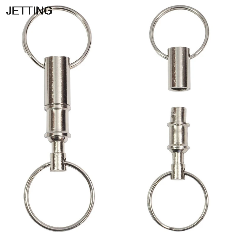 

1pcs Dual Detachable Key Ring Removable Keyring Quick Release Keychain Snap Lock Holder Steel Chrome Plated Pull-Apart Key Rings