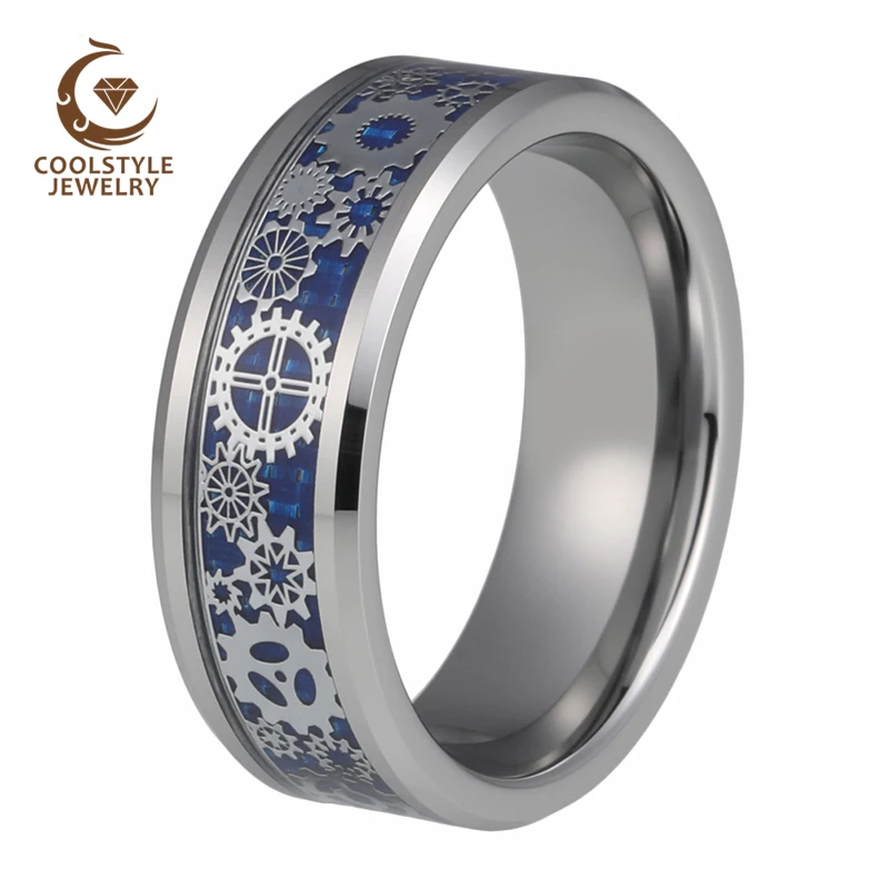 Вольфрам карбида 8 мм обручальное кольцо для его или ее плоские трубы с бордовой ламинат Декор