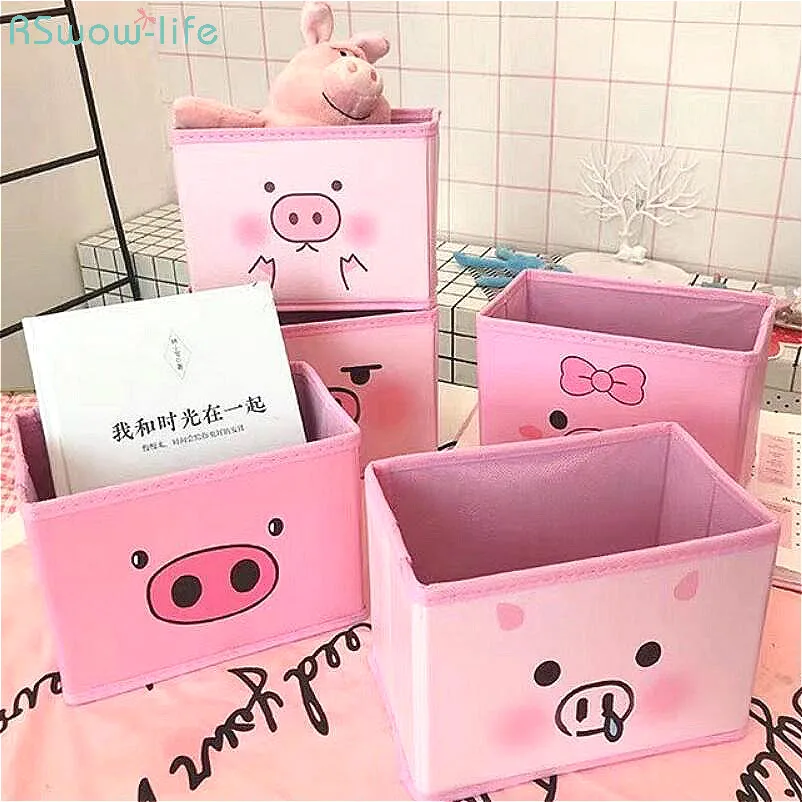 

Japanese Style Cute Girl Heart Pink Receiving Box Piggy Desktop Receiving Box Student Bedroom Cosmetic Storage Box Toy Basket
