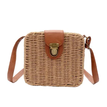 

OCARDIAN-Handbags Straw Wicker Bag Women's Fashion Vintage Linen Messenger Vintage Summer Style Handmade Woven Shoulder 19M15