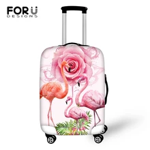 FORUDESIGNS Cartoon Luggage Cover Flower Flamingos Prints Pattern Travel Accessories Fashion Design Suitcase Cover Only Cover