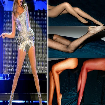 

Fishnet Colorful Glittering Diamond Crystal Rinestone Thighs High Body stockings Pantyshose Liquid Wetlook Hosiery Costumes Sexy