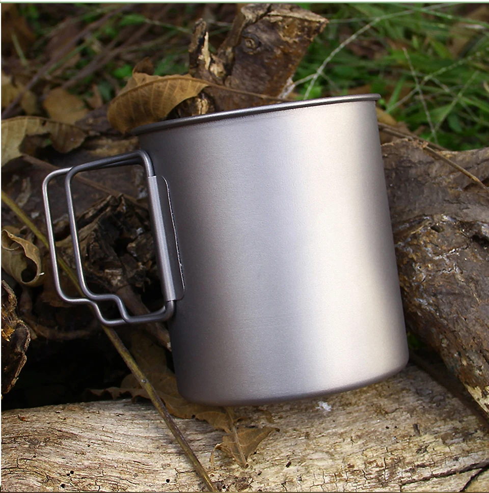 Camping Titanium Cup 450 мл Titanium Mug Camping Cup Военная бытовая туристическая посуда Чайник туристическая посуда Уличная кулинария Набор посуды для пикника Походные принадлежности Чайник Туристические принадлежнос