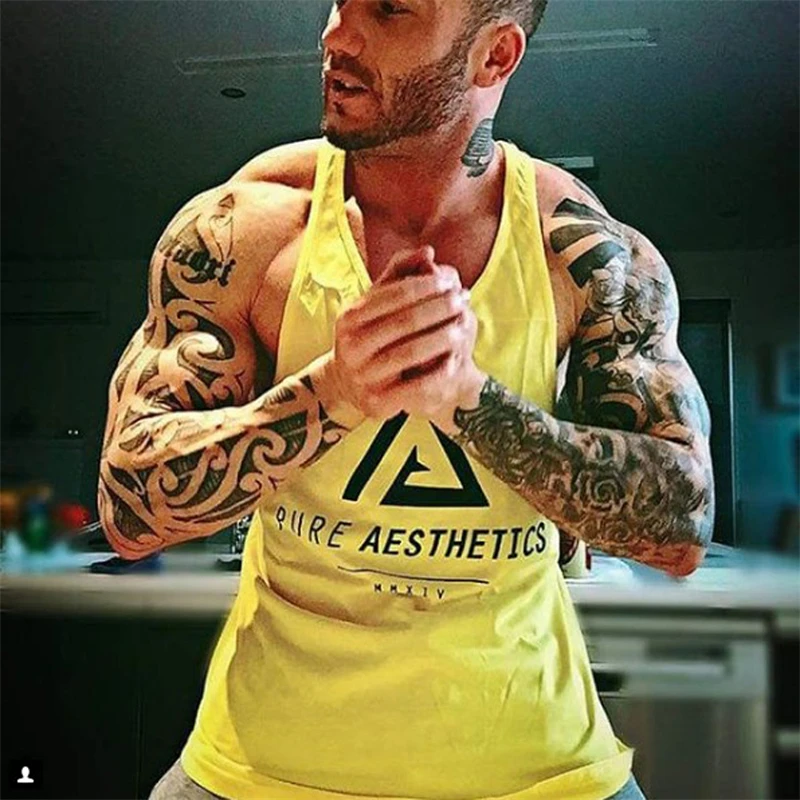 

Fitness Spring 2019 Cotton PURE AESTHETICS Tank Top Men Sleeveless Tops For Boys Bodybuilding Clothing Undershirt Wholesale Vest