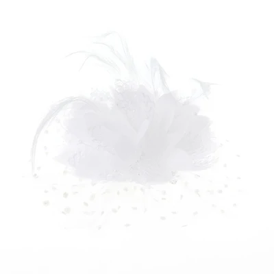 Женская свадебная сетка бант бисер с перьями Свадебный чародей точка вуаль заколка для волос брошь - Цвет: NO.W Hair Clip