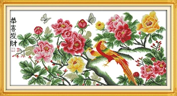 

Wish you prosperity flower cross stitch kits 14ct white 11ct printed embroidery DIY handmade needle work wall home decor