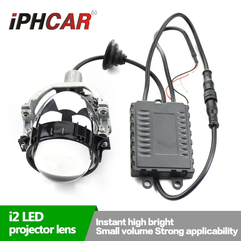 

Free Shipping IPHCAR Car Styling Super Bright LED Projector Lens with White LED Angel Halo High Low Beam Bi LED Lens Headlight