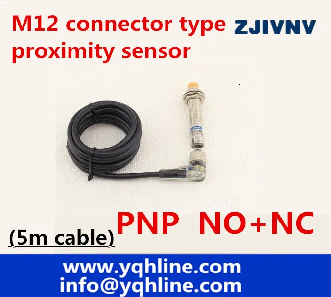 

M12 connector type proximity inductive sensor PNP NO+NC proximity switch DC 4 wires, 5m cable, angle plug with led indicator