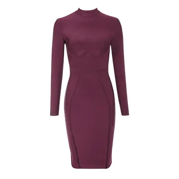 

New Winter Fashion Sexy Long Sleeve Bandage Dress 2018 Knitted Elastic Bodycon Party Dress