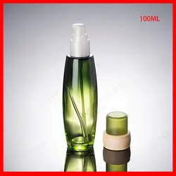 100 мл зеленая стеклянная бутылка лосьона бутылка нажмите насос косметический контейнер стеклянная бутылка 200 шт./лот