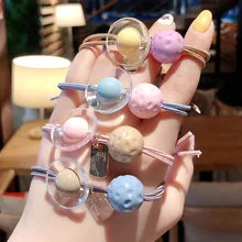 1 шт. девушка Сердце прозрачный диск цвет заколка для волос с шариками взрослых двухслойные конский хвост волос ремень головной убор G0503