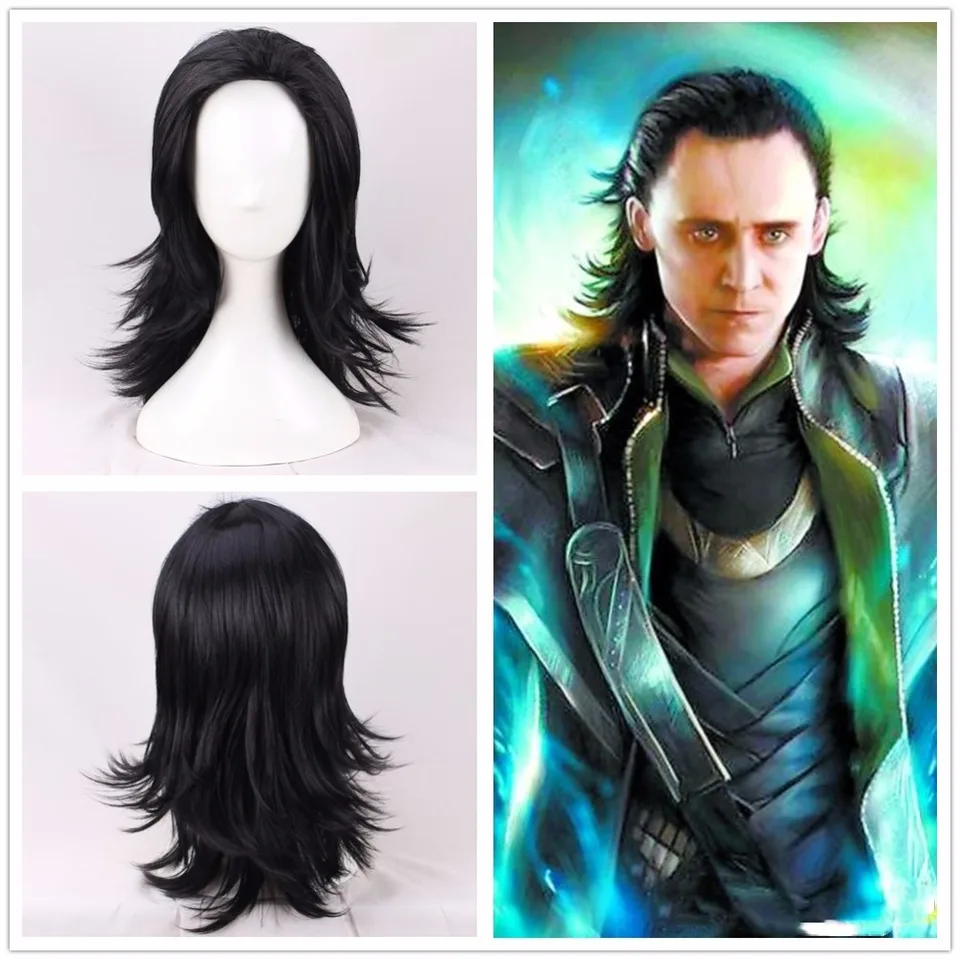 Thor Loki Cosplay Wig Infinity War Black Long Hair Halloween Role