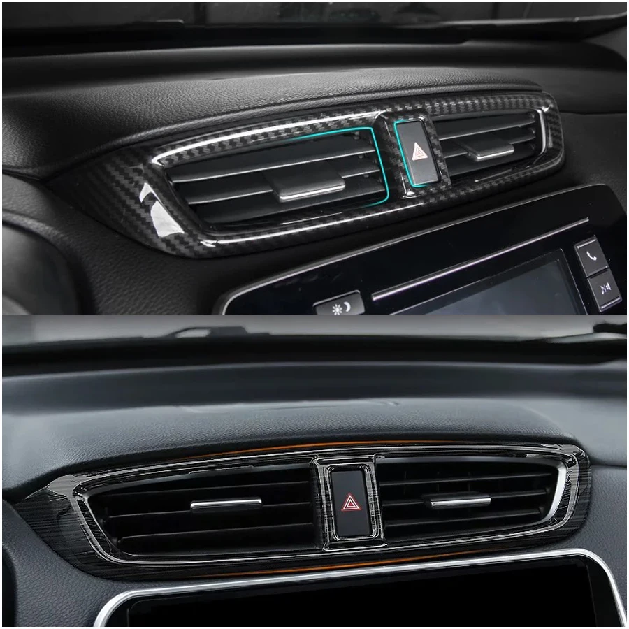 New ABS plastic Car-styling Carbon Fiber Car Interior Middle Air Vent Outlet Panel Cover Trim Frame For Honda CRV CR-V 2017 2018 (4)
