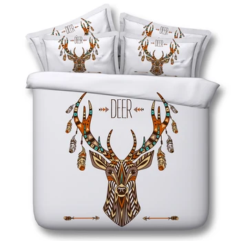 

Deer bed cover Bedding set Christmas print Cal King size duvet cover queen twin sheets bed in a bag sheet bedspread linen 4PCS