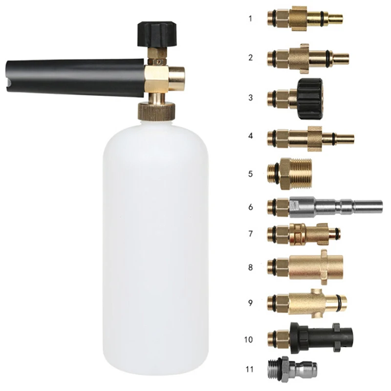 

High Pressure Car Snow Foam Lance Cannon Pressure Washer Gun Car Foamer Wash Bottle & Adapter Set