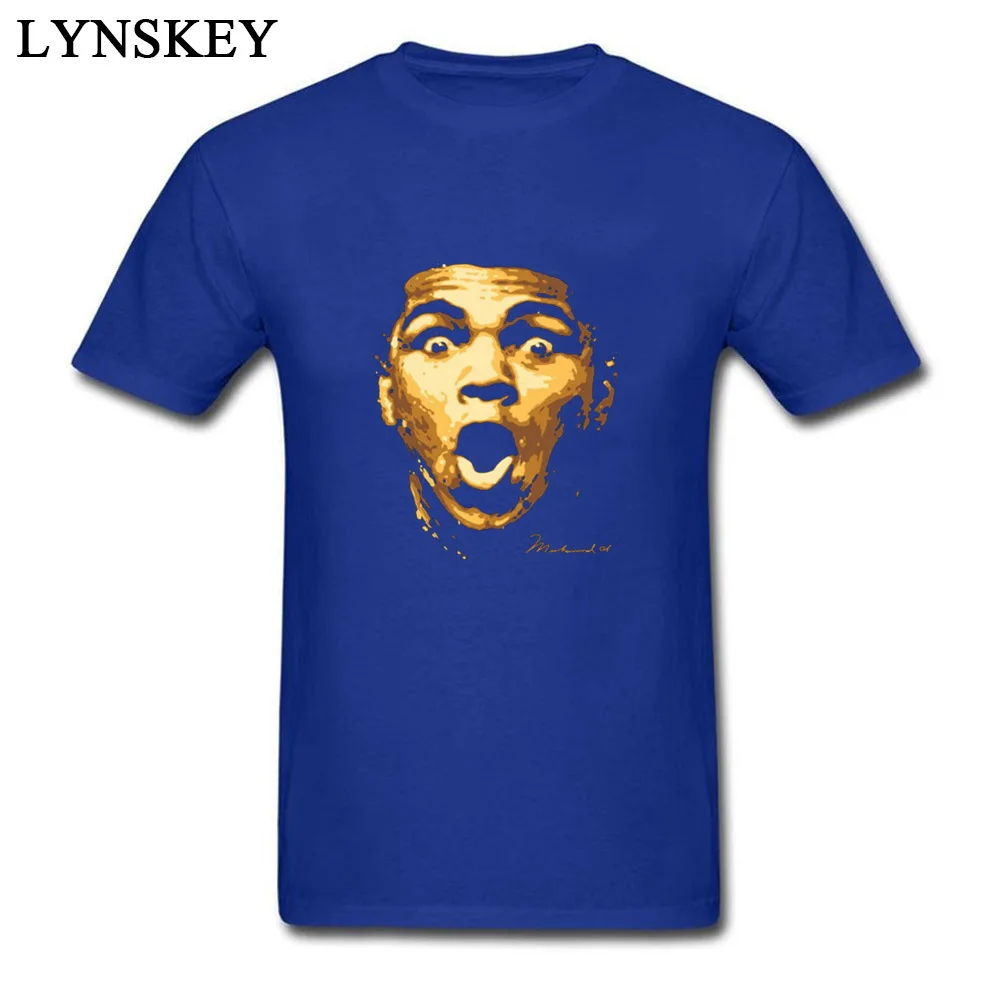 Normal T Shirt Fashion Round Collar Muhammad Ali Wallpapers 100% Cotton Fabric Men's Tops Shirt Classic Short Sleeve Tee-Shirt Muhammad Ali Wallpapers blue
