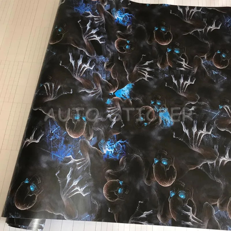 blue eyes skull camouflage vinyl car wraps 5