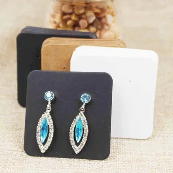 

100pcs DIY black paper jewelry stud earring tag card white/black/brown color cardboard small cute earring display card tag