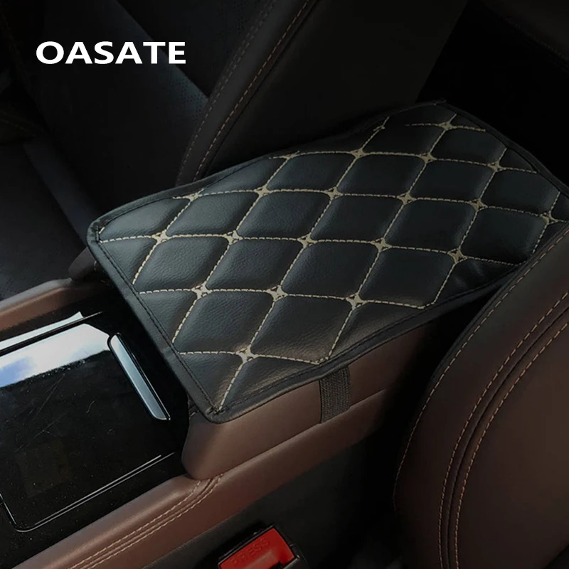 

Leather Car Armrest Pad Covers Universal Center Console Auto Seat Armrests Box Pads Black Armrest Storage Protection Cushion