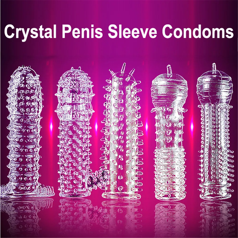 2pcs lot Penis Delay Ring Condom Sex Toys for Men Crystal Penis Sleeves Reusable Clitoris Stimulator