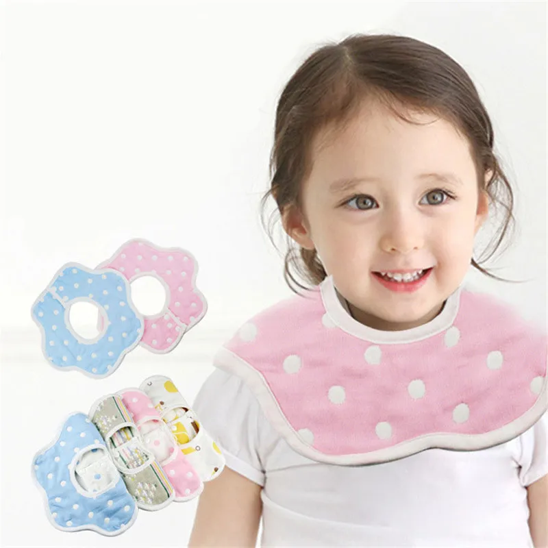 Newborn Lovely Flower Style Baby Bibs, Fashion Cartoon Animal Pattern Dot Bibs Girls Boys For 0
