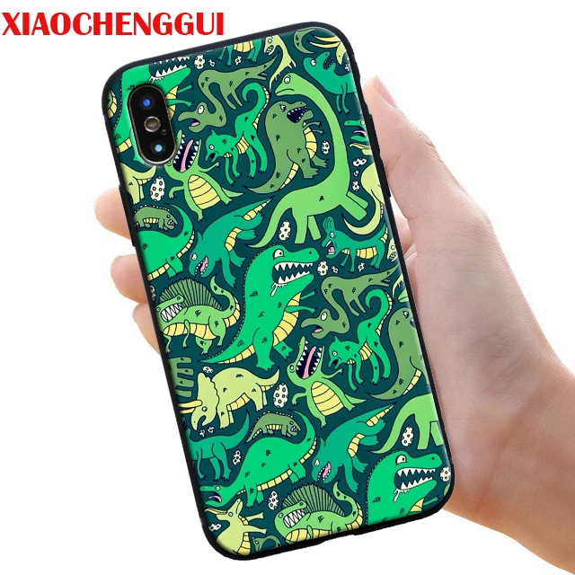 Cartoon Cute Dinosaur Painting Phone Case For iphone X XR