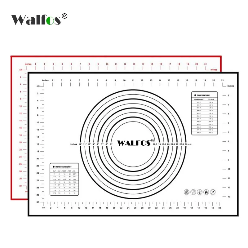 Walfos 40*60 см Большой размер силиконовый коврик для выпечки, приложите масштаба замешивать тесто, антипригарным силикона выпечки прокатки тесто коврик