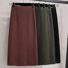 OllyMurs, женская трикотажная юбка миди,, осень, зима, сексуальные, с разрезом, высокая талия, юбки, бодикон, длина до колен, юбка, Jupe Longue Femme