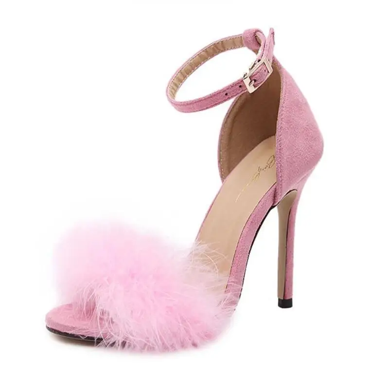 heels with fur on toe