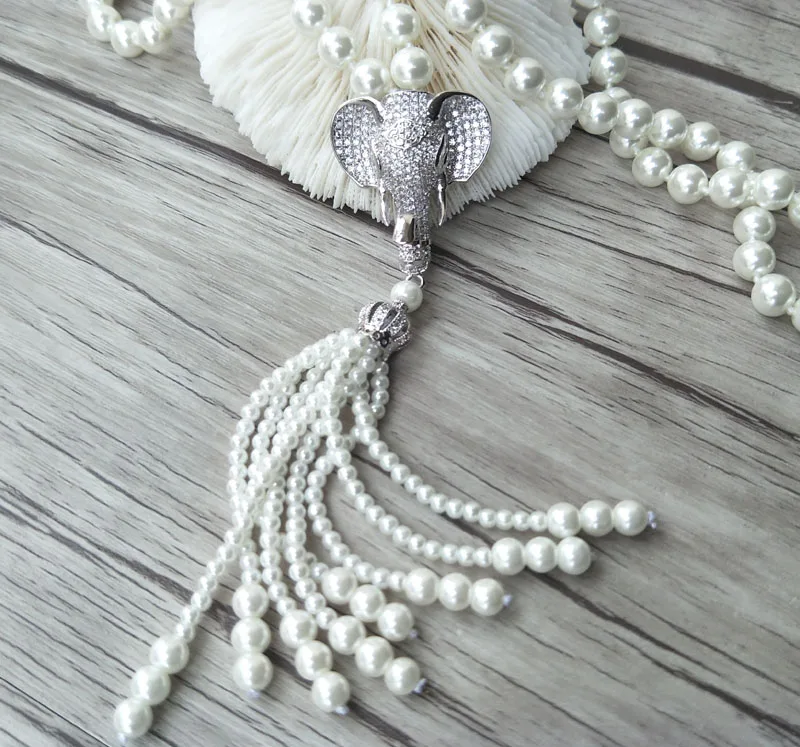 Женское ожерелье с подвеской в виде головы слона|women necklace|chain tasselmicro pave |