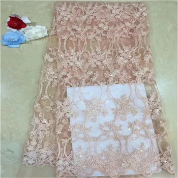 

2019 New African Sequin Lace Fabric High Quality French Sequin Lace Fabric Embroidery Sequin Tulle Net Lace For Party Dress