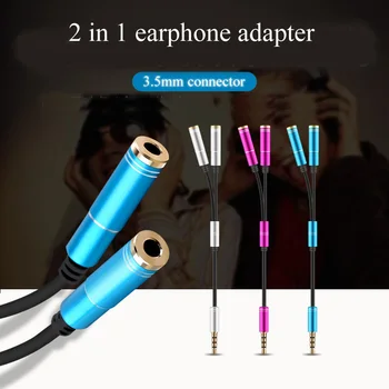 

Universal headphone adapter 2 in 1 earphone splitter 3.5mm audio connector converter for mobile phone tablet PC MP3 player