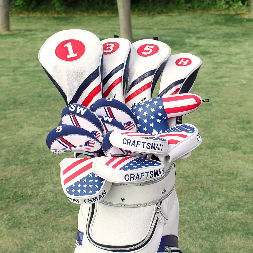 Craftsman США флаг Mallet Putter Обложка кожаный чехол клюшки для гольфа головные уборы магнитная застежка