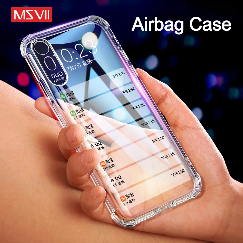 Msvii прозрачные чехлы для телефонов iPhone Xs Max прозрачная подушка безопасности X XR