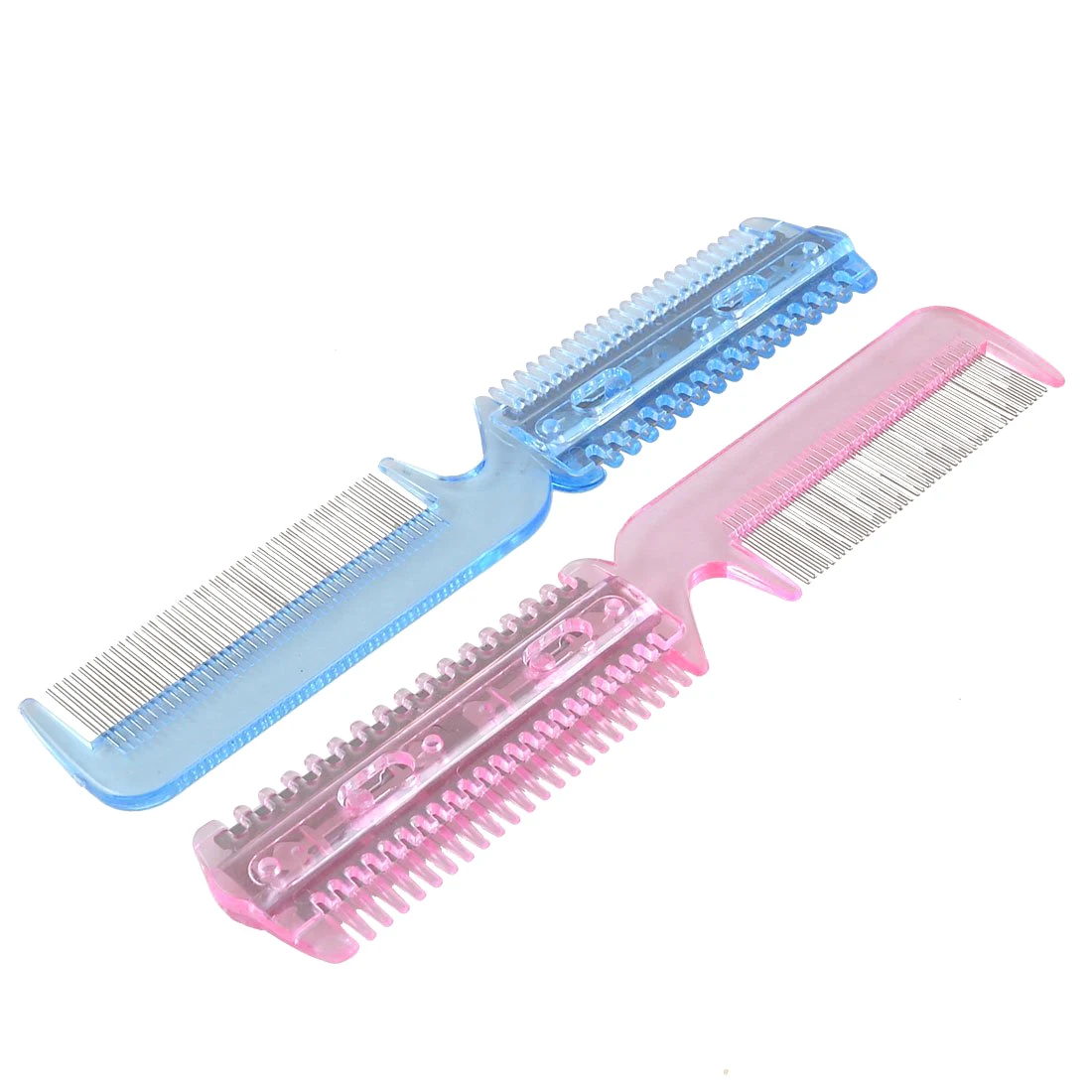 YOST 2 Pcs Metal Blade Razor Plastic Hair Comb Cutter Trimmers Color