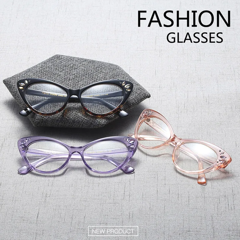 Fashion Woman Acetate Optical Eyeglasses Cat-Eye Women Prescription Glasses Frame Female Colorful Spectacles Brand Designer
