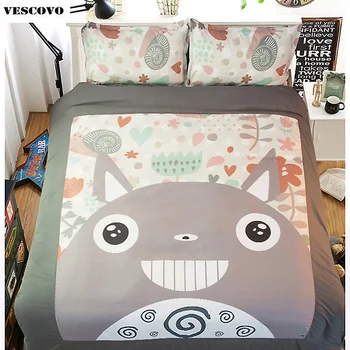 

Cartoon totoro comforter sets duvets cover bed sheet 100% Cotton Duve cover set Bedlinen