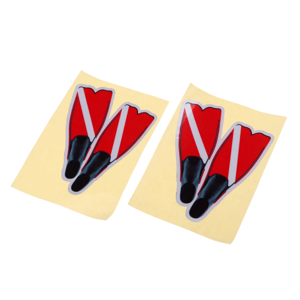 2 Pieces Scuba Dive Flag Fins Flippers Sticker Decal Boat Truck Graphic - Waterproof & Reflective & Long Lasting