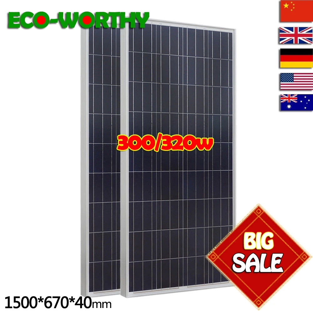 

2PCS 160W 18V Polycrystalline Solar power Panel Module 12V off Grid Battery Charging for Boat Yacht Household RV solar power kit