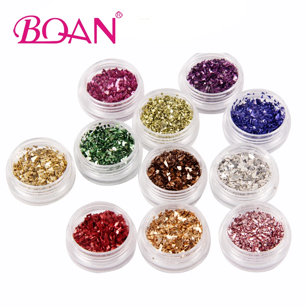 

12Colors/Set 2017 New Nail Art Glitter Laser Crushed Shell Bits For DIY Nail Polish UV Acrylic 3D Nail Manicure Decorations