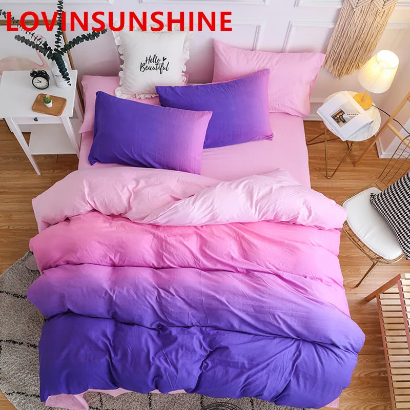 

Purple pink gradient bedding set comfortable duvet cover soft quilt cover pillow cases bed sheet fashion bedclothes