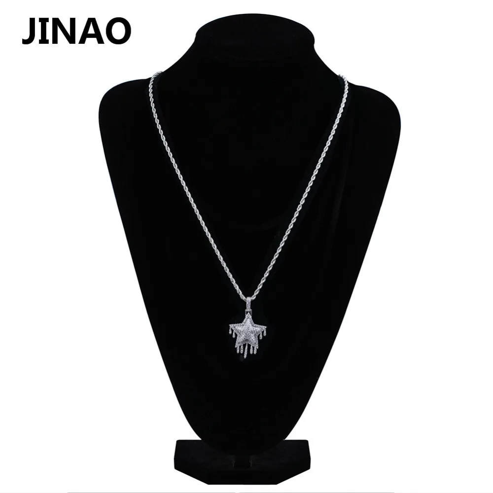 JINAO Мода льдом Metor капельного звезда кулон & ожерелье нержавеющая сталь с