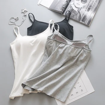 

Women Spaghetti Strap Top Sleeveless Underwear One Piece Push Up Pad Cup Camisoles Tops Fitness Sleep