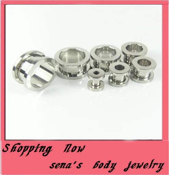 

Sena Piercing Factory wholesales 200pcs/lot mix 2-10mm stainless steel Silver Flesh Tunnel Plug Ear Tunnel Fit Earring Gauges