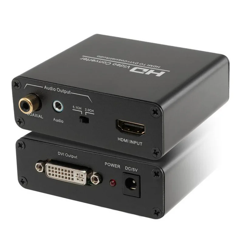 HDMI к DVI аудио видео конвертер разветвитель HDMI в DVI выход с адаптером питания HDMI к DVI+ 3,5 мм аудио конвертер