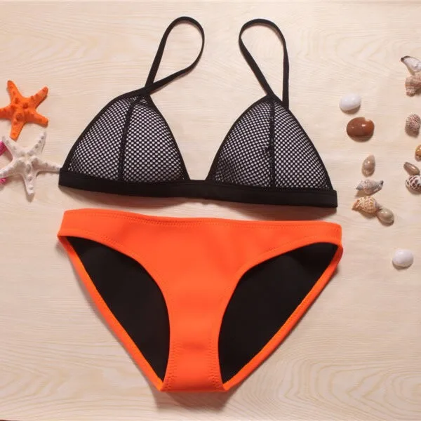 New Neon Silver Color Neoprene Bikini Neoprene Swimsuit Women Neoprene ...