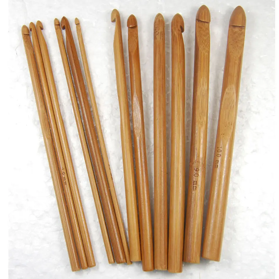 12 Size 3mm 10mm Knit Weave Yarn Craft Knitting Needle Bamboo Handle
