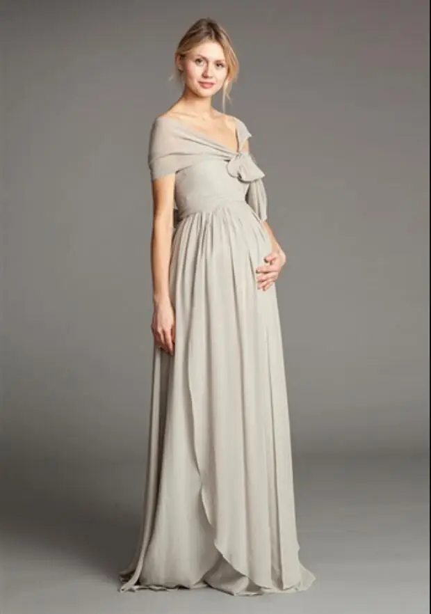 Cecelle 2016 Silver Chiffon Convertible Long Maternity Bridesmaid Cecelle 2016 Silver Chiffon Convertible Long Maternity Bridesmaid Dresses For Pregnant Women Empire Waist Wedding Party In From