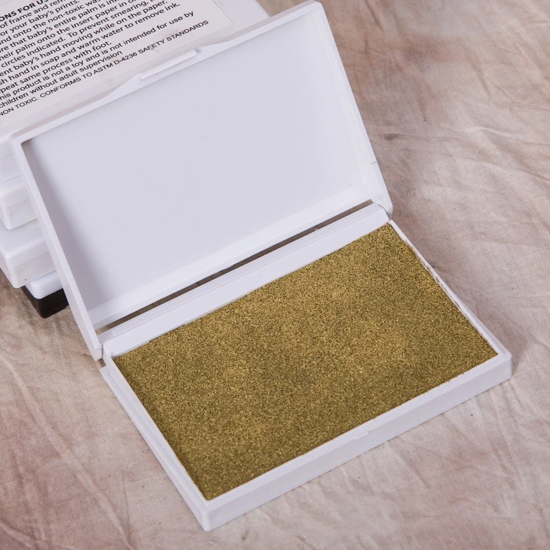 Милый новорожденный отпечаток чернил Pad Handprint нетоксичный чистый сенсорный перламутровый прекрасный - Цвет: Золото